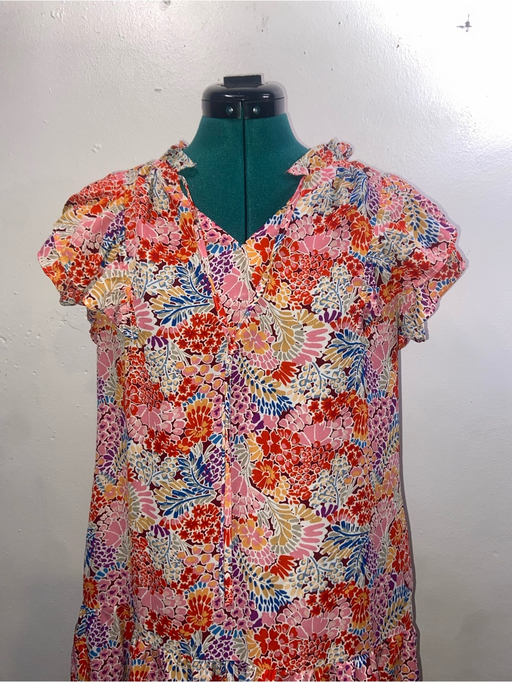 DOKOTOO Maximalist Eclectic Cottagecore Chintz Multicolor Floral Ruffle Dress - Picture 2 of 5